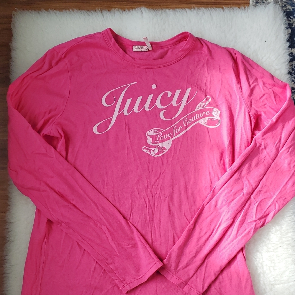 Juicy Couture Long Sleeve Logo Tee in Bright Pink